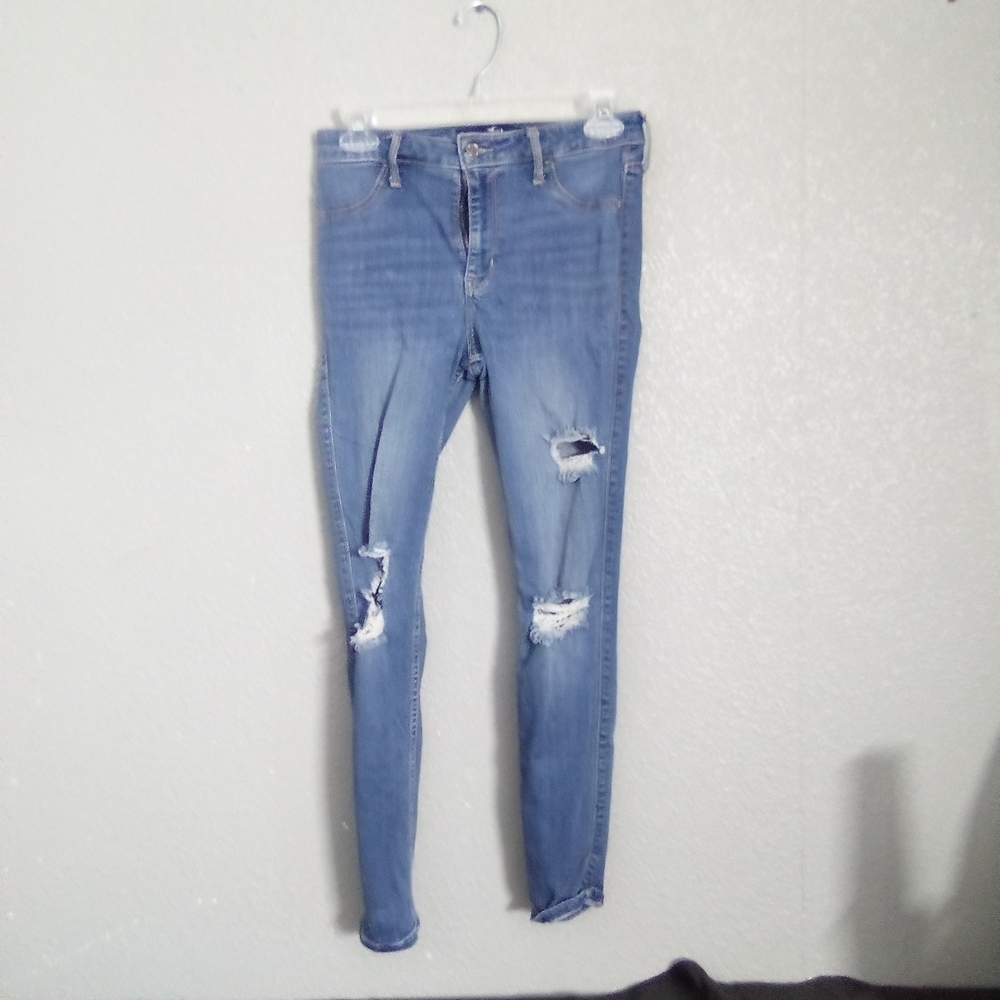 Hollister Blue Skinny Jeans with Distressed Details ( Bag Z )